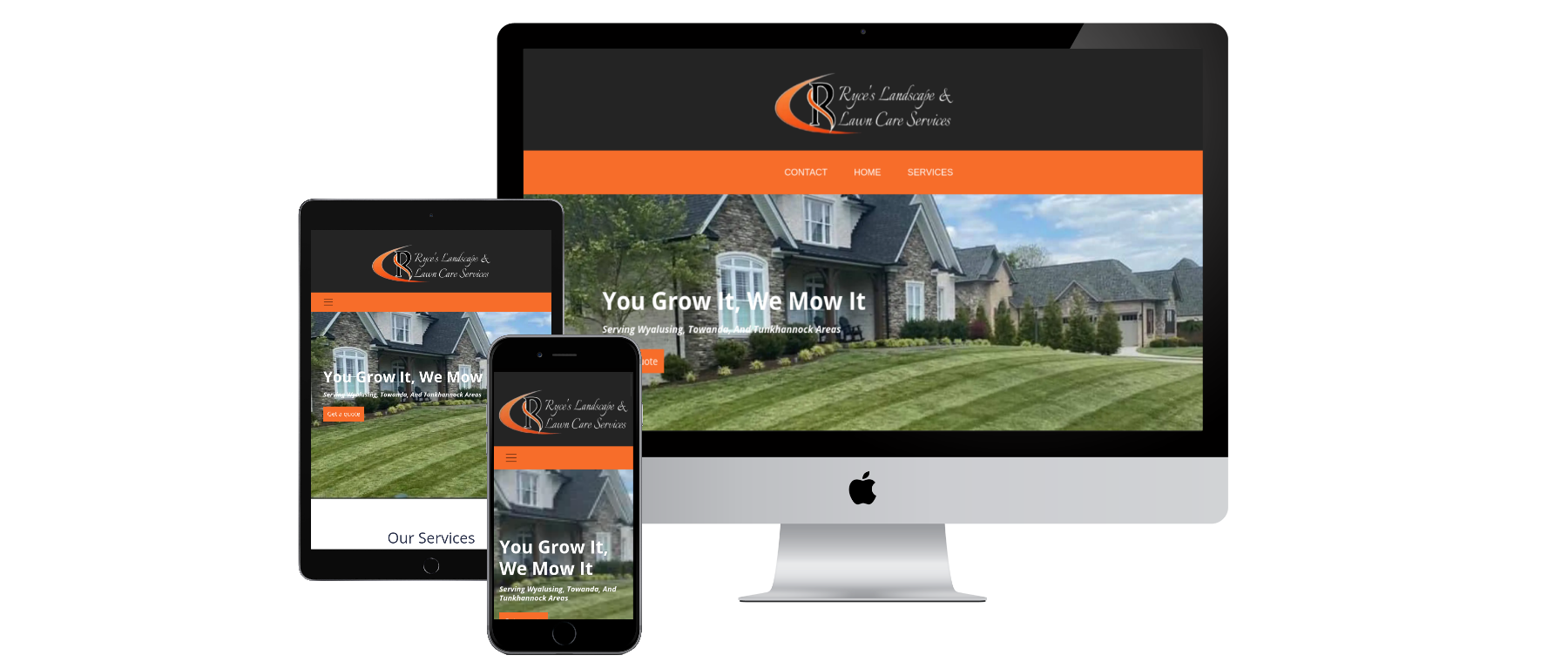Full page screenshot of Ryce Lawn Care website 