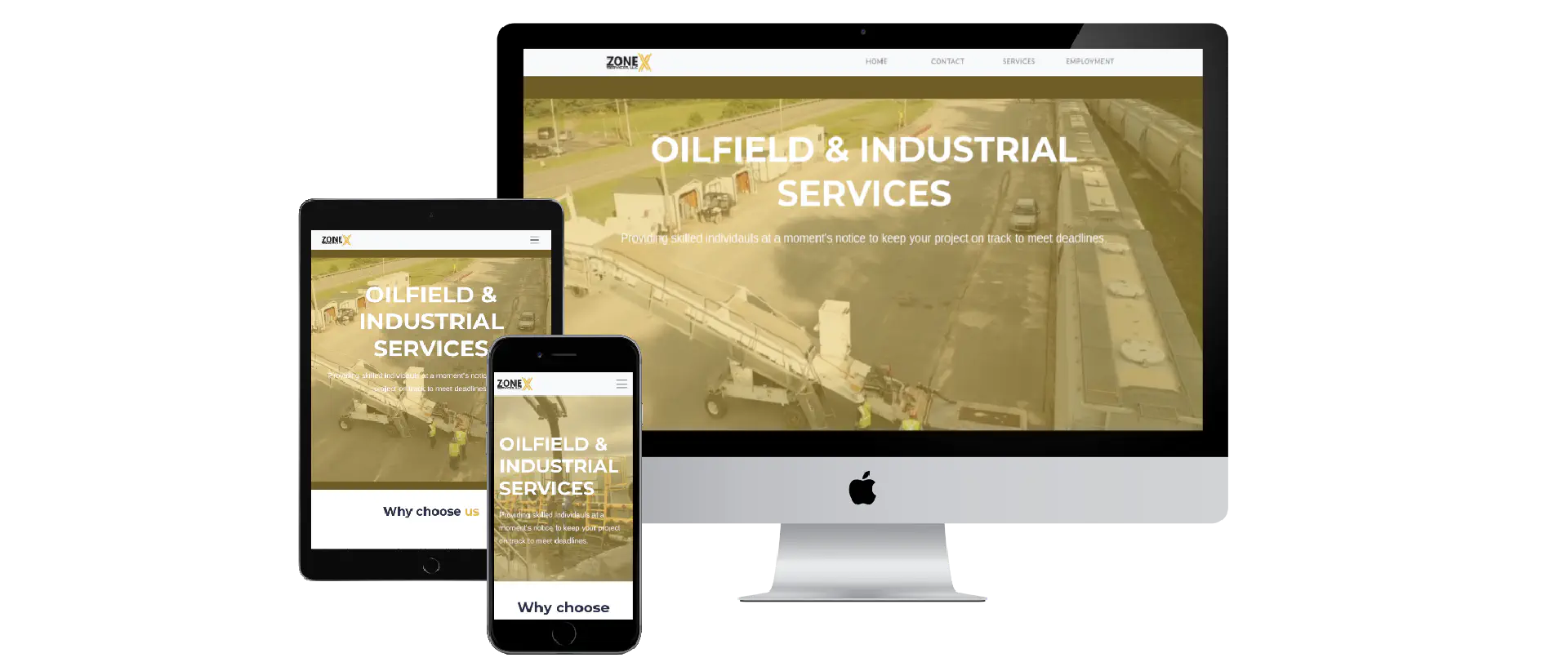 Website desined for Zone X Services in Wysox, PA